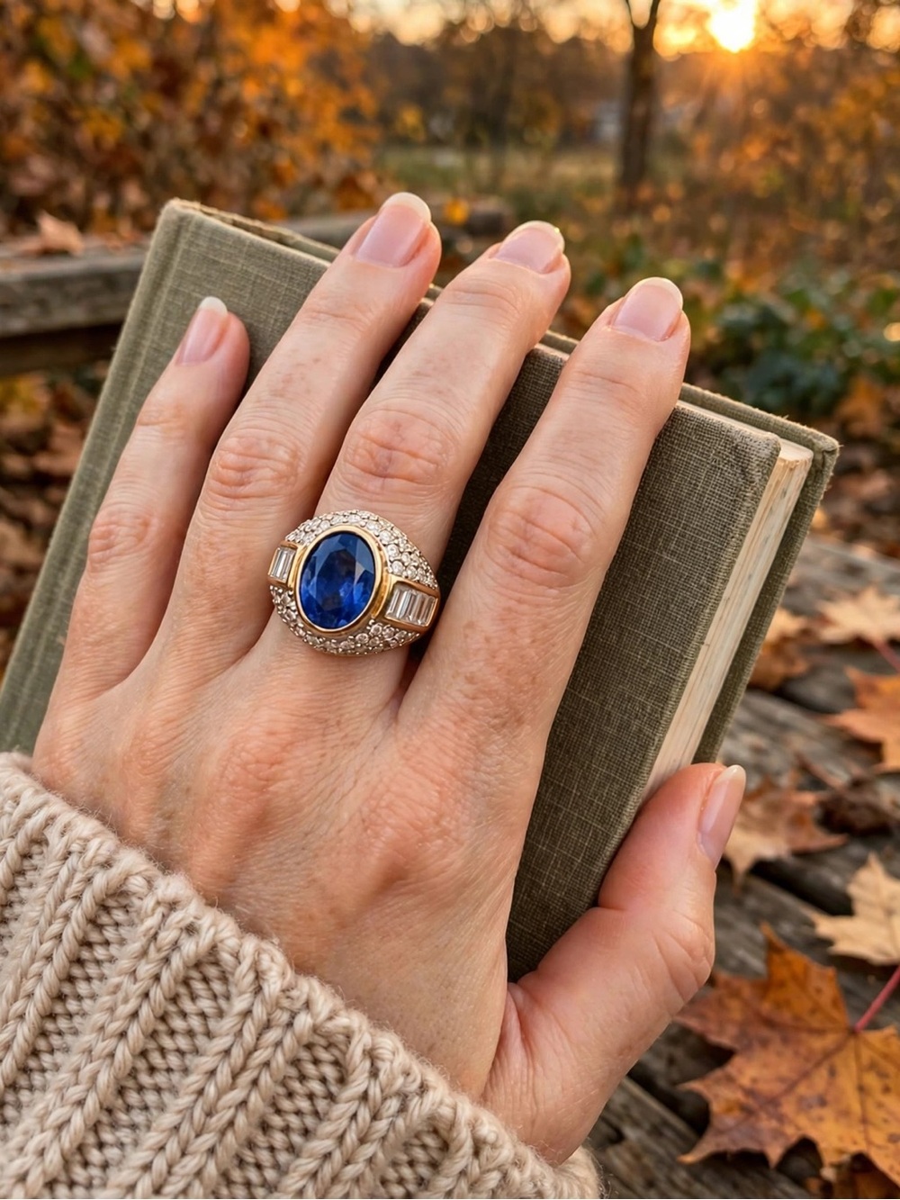 Ivanka Trump Gold-Tone Blue Halo Statement Ring